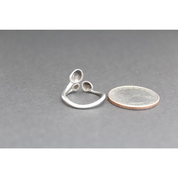 Sterling Silver Adjustable Mushroom Ring. Silver Adjustable 3 Mushroom Ring - Picture 6 of 7
